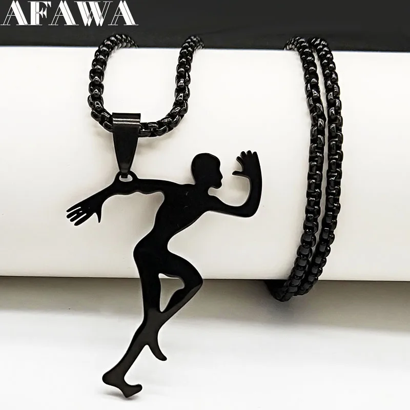 Фото Модные мужские ожерелья-цепочки из нержавеющей стали для бега ювелирные изделия