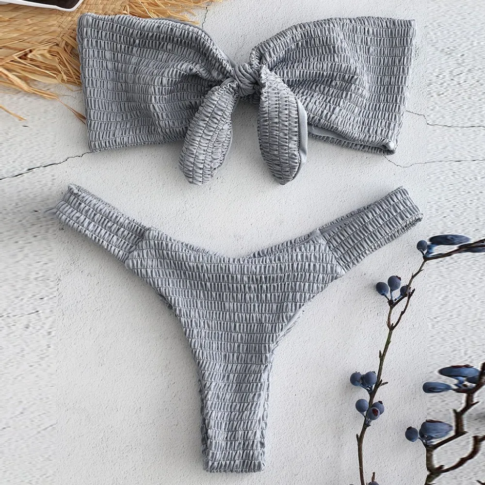 Женский сексуальный купальник бикини с пуш ап бюстгальтером пляжный комплект