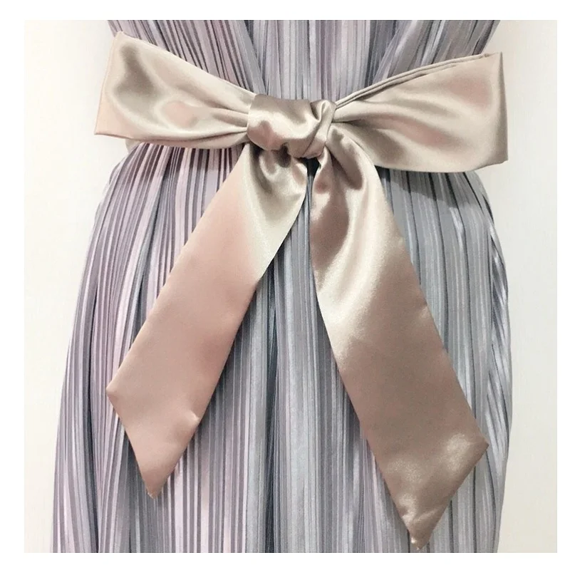 Женский ремень из шелковой сатиновой мягкой ткани элегантные розовые длинные