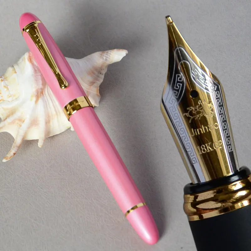 JINHAO X450 глянцевый черный 18KGP 0,7 мм перо с широким основанием перьевая ручка JINHAO 450 роскошный бизнес фиолетовый винный Зеленый Золотой 21 выбор цветов - Цвет: pen as this picture