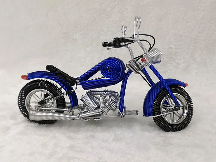 Горячая Ручная работа Harley мотоцикл алюминиевый провод модель ручной работы искусство и ремесла алюминиевый провод модель украшения больше цветов