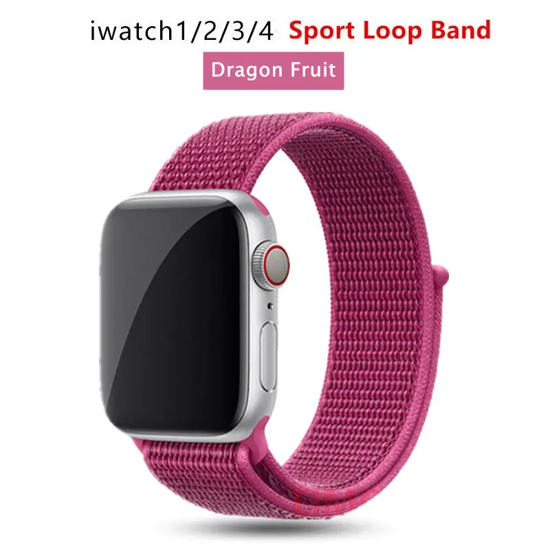 NEW Dragon Fruit Нейлоновый ремешок для Apple Watch 42 мм 38 мм iWatch 4 ремешка 44 мм 40 мм Браслет спортивная петля ремешок для часов ремень для часов дышащий 5 4 3 2 1 - Цвет ремешка: NEW Dragon Fruit