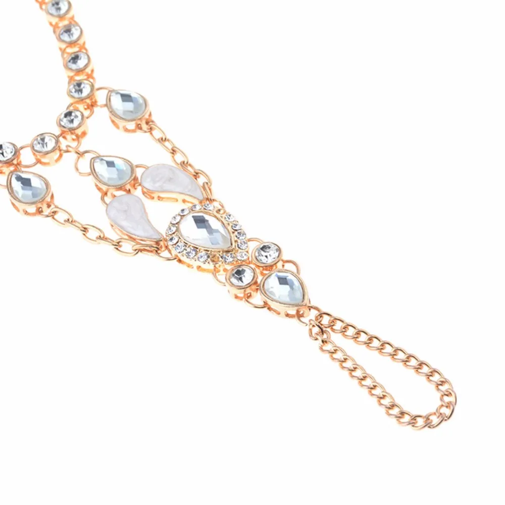 1 шт. Ретро Кристалл стразы ручная цепочка панк капля воды жгут браслет звено раба