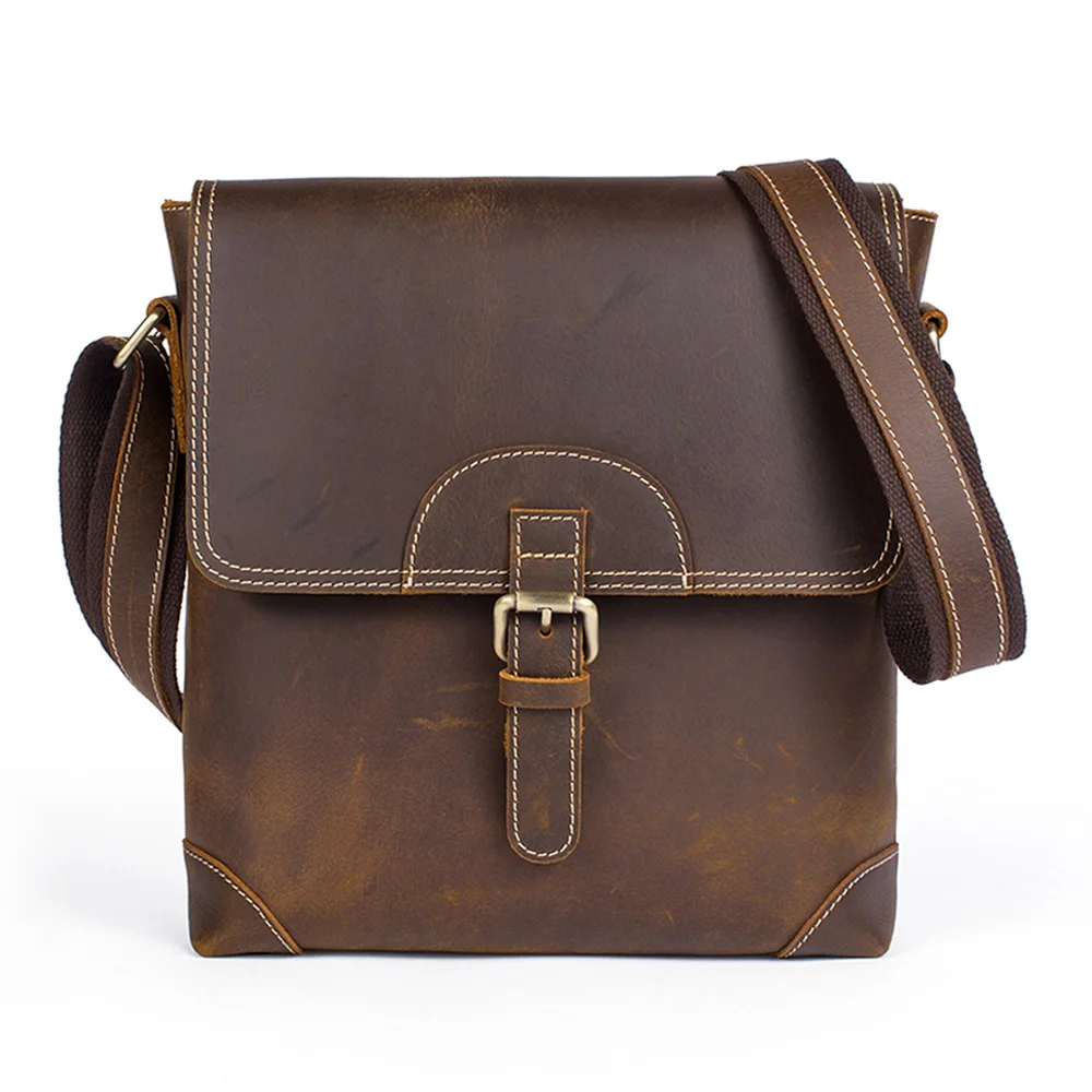 Bolsa Masculina Новые поступления из натуральной кожи Crazy Horse большие вместительные сумки-мессенджеры высокое качество мужские кожаные сумки на плечо