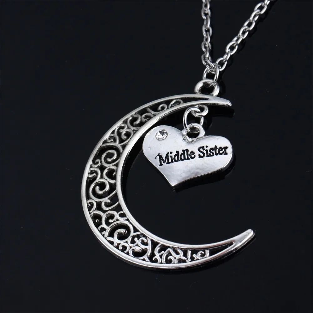 Очаровательное винтажное ожерелье с подвеской в виде сердца сестры кристаллов