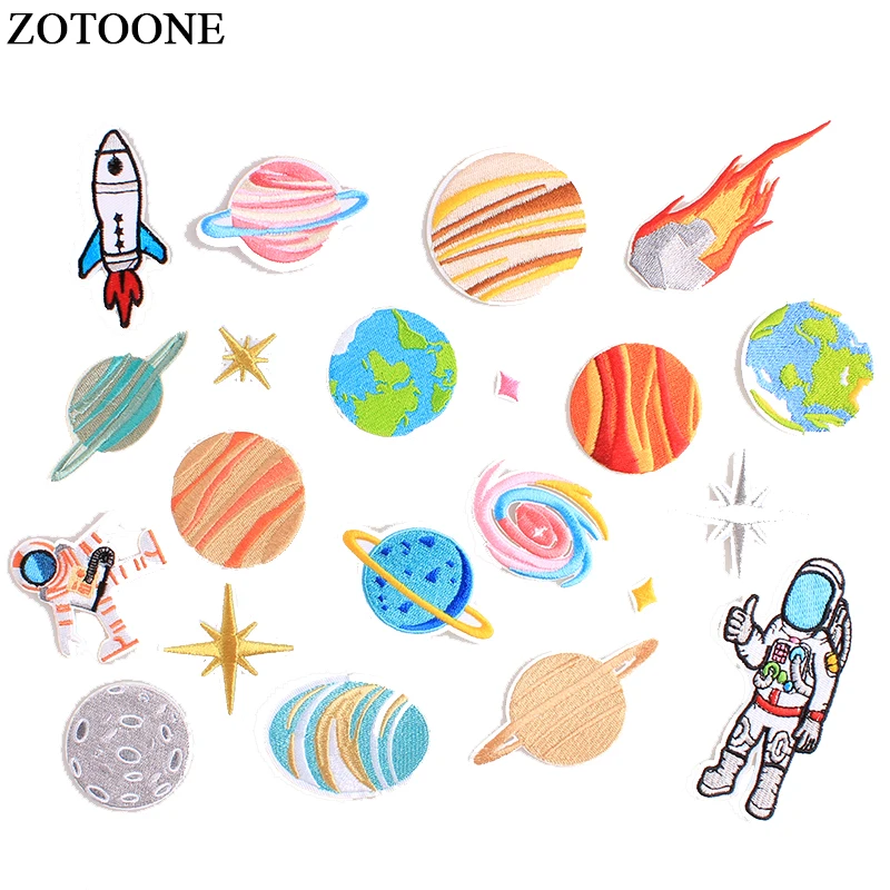 Нашивки ZOTOONE с вышивкой наклейки для одежды рюкзака звездой планетой астронавтом