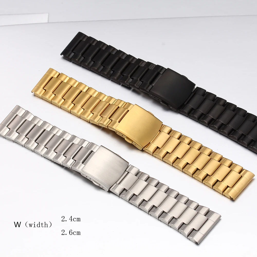 22mm 24mm 26mm 28mm 30mm 32mm Watchband For diesel watch strap Silver Black Gold Stainless Steel Men's Watch Band Leather Strap