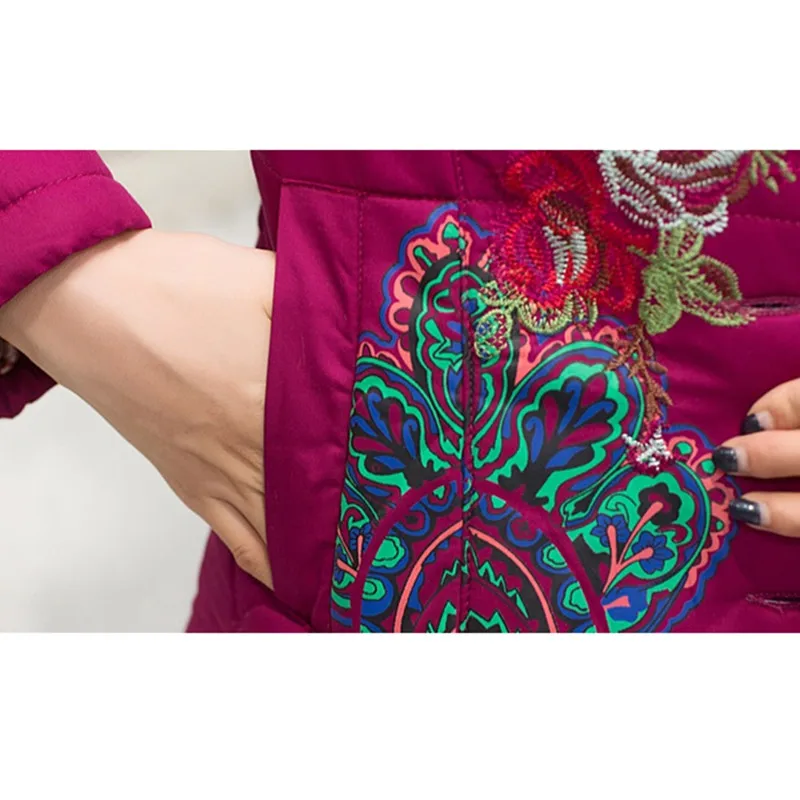 

Women Embroidered Cotton Clothes Middle age Thick Outerwear Short Cotton Jacket Plus size 5XL Mother Clothing Cotton-padded Coat