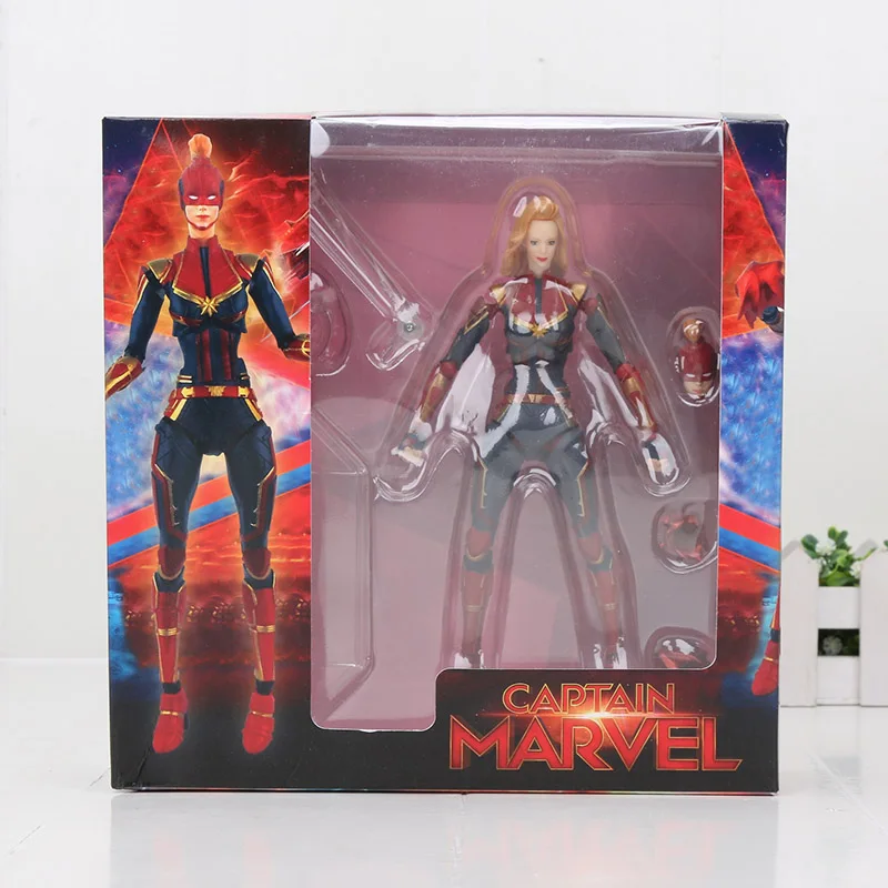 Captain Marvel box Revoltech серии Marvel Мстители Endgame Железный человек паук яд Росомаха Капитан Америка Магнето фигурка модель игрушки - Цвет: Captain Marvel box