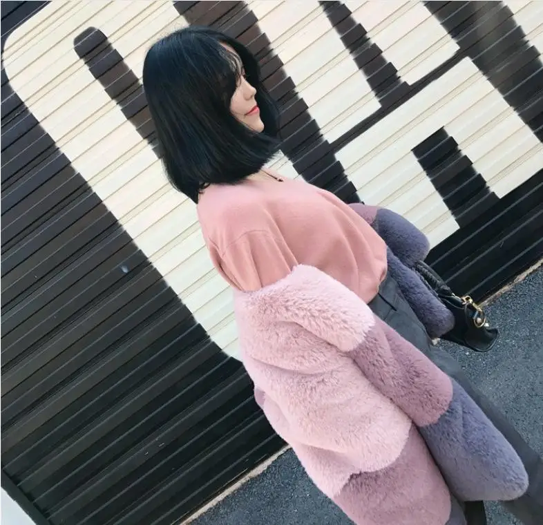 Женская верхняя одежда Chaqueta Cuero Mujeroft с искусственным кроличьим мехом Верхняя