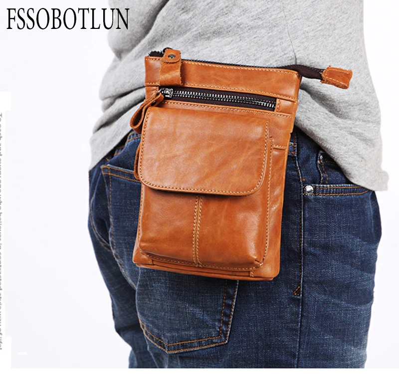 FSSOBOTLUN,For Blackview P10000 Pro/bV7000/BV6000T Case Men's Belted Waist Wallet Bag Genuine Leather Cover With Shoulder Strap