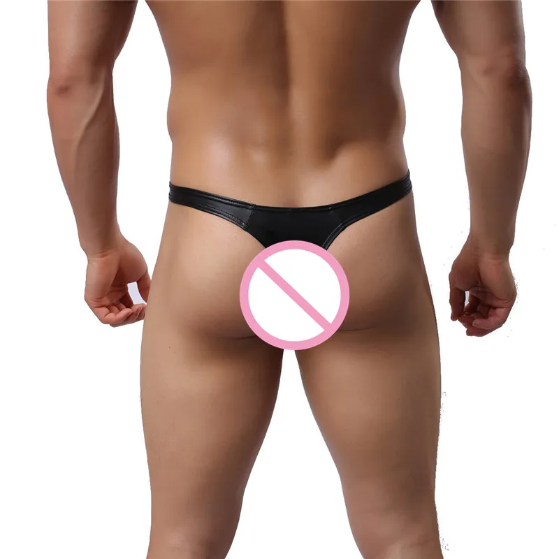 YUFEIDA Sexy Underwear Men's G-Strings Thongs Iron Hoop Gay Faux Leather Men Fashion Jockstrap Mini Briefs Bikini T-back |