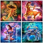 Алмазная 5D картина 12 знаков зодиака, Стрелец, круглая вышивка, животное, домашнее украшение, мозаика, вышивка крестиком ручной работы