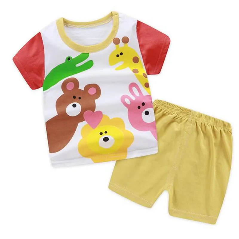 Новые хлопковые комплекты для малышей Спортивная футболка отдыха мальчиков и