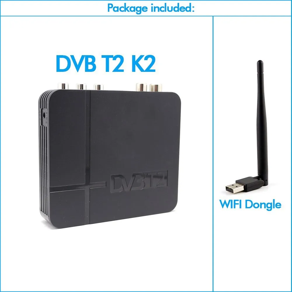 DVB-T2 K2+ USB wifi адаптер Поддержка Full HD 1080P H.264 MPEG4 ЦИФРОВОЙ наземный приемник Мини DVB ТВ-приставка