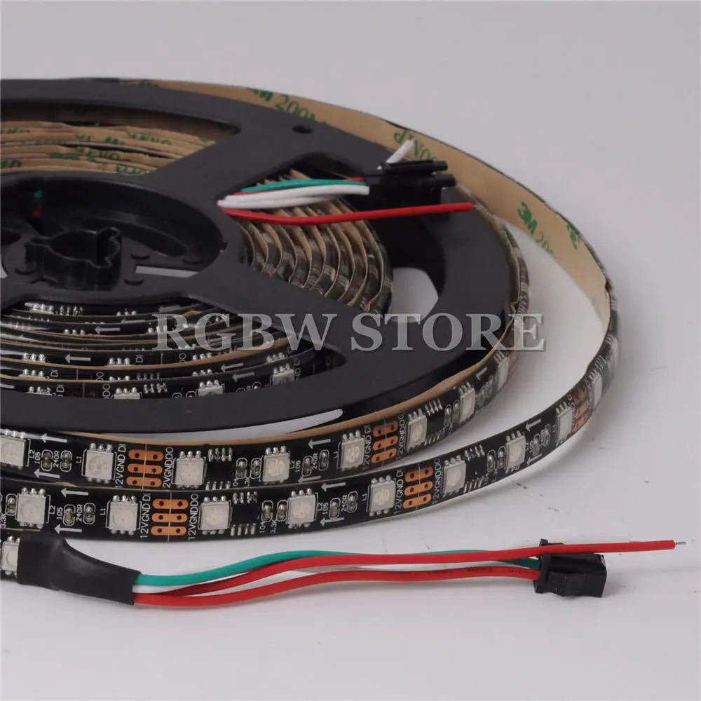 5 ~ 100 м DC12V WS2811 20 пикселей 60leds/M 5050 RGB LED черный цвет Волшебная цветная Адресуемая