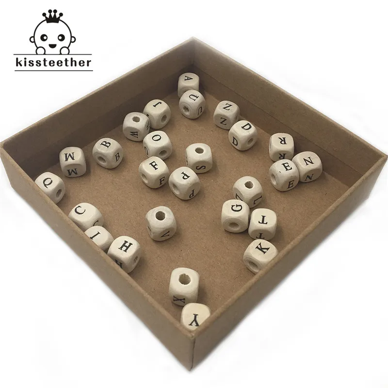 Бусины из натурального дерева Алфавит 200 шт. бусины для браслетов гладкие A Z