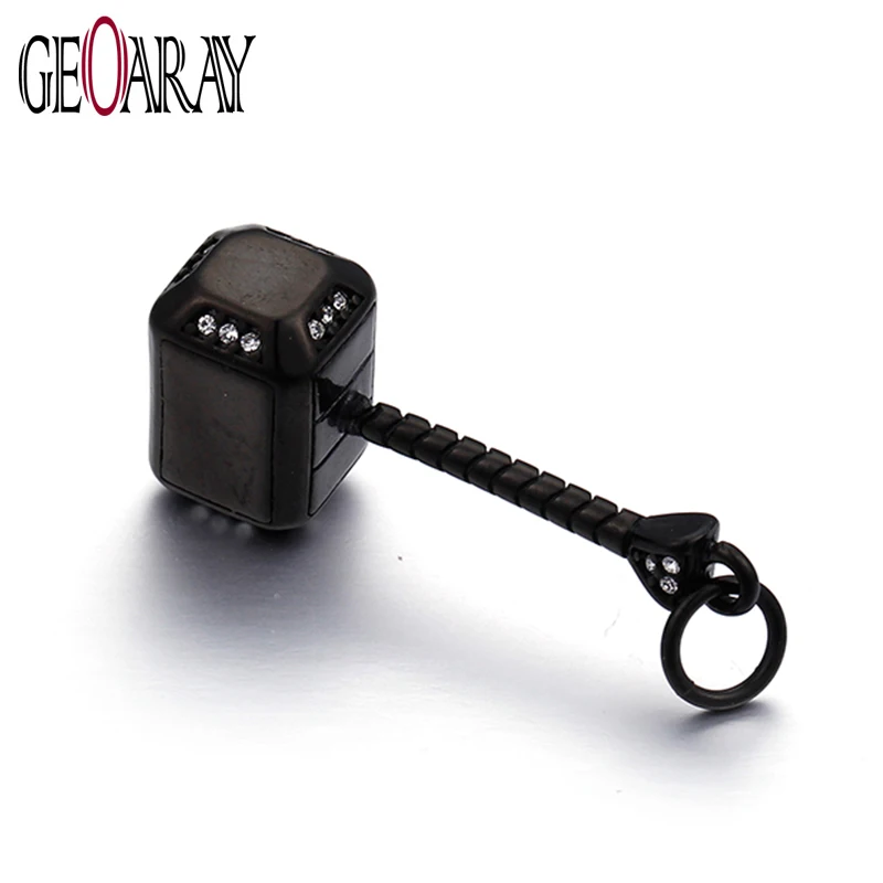 Geoaray панк ожерелье молоток кулон из нержавеющей стали черный цвет Классический