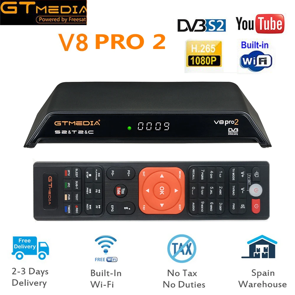 Новое поступление GTMedia V8 Pro2 Full HD DVB-S2+ T2+ кабель спутниковый ТВ приемник лучше чем Freesat V8 супер с Европой 7 CCcam