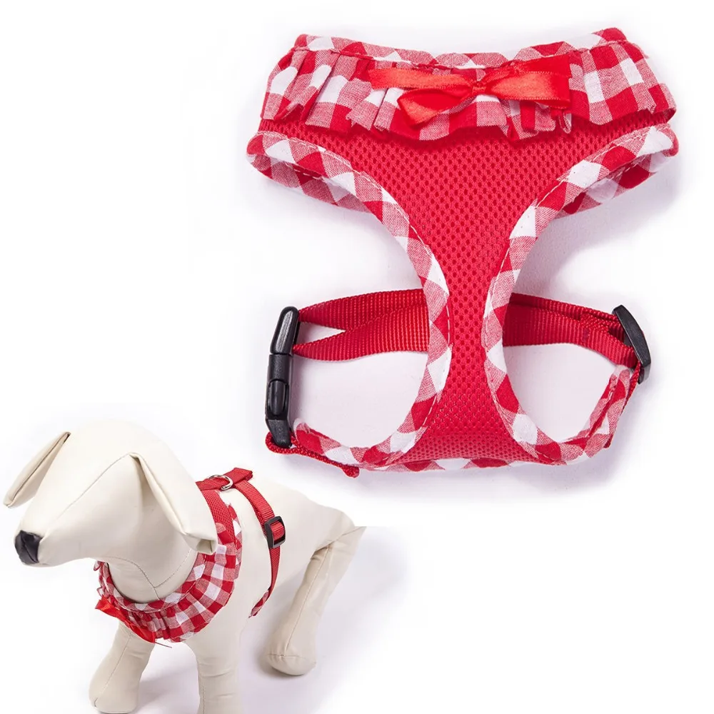 Милая Кружевная Ткань клетчатый бант собачий жгут лента сетчатый жилет для