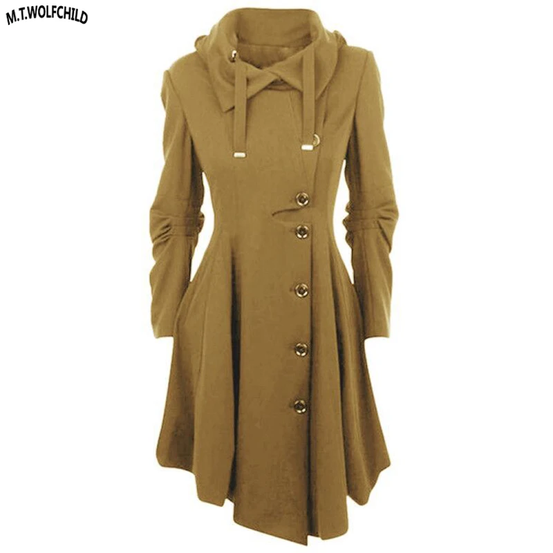 Хорошее качество 2018 осень зима леди с капюшоном шерстяной Тренч пальто