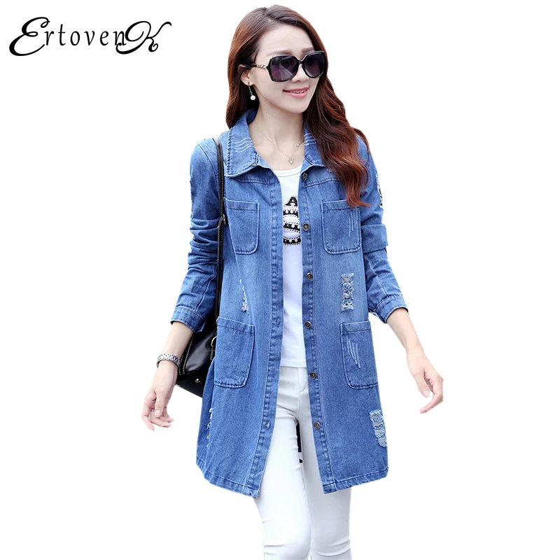 Большие размеры ковбой Пальто для будущих мам Ветровка Длинные Джинсовые куртки