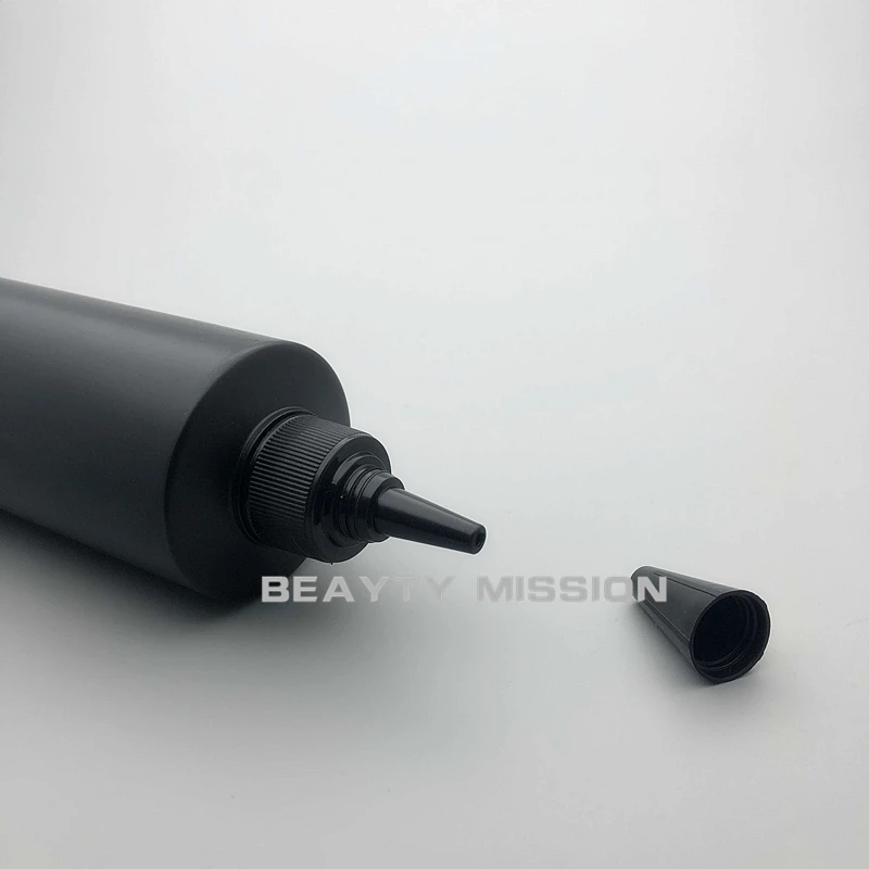 Beauty Mission, 500 мл, 10 шт./лот, пустая пластиковая бутылка, черная пластиковая бутылка с черной закрученной верхней крышкой s, заостренный рот верхней крышки