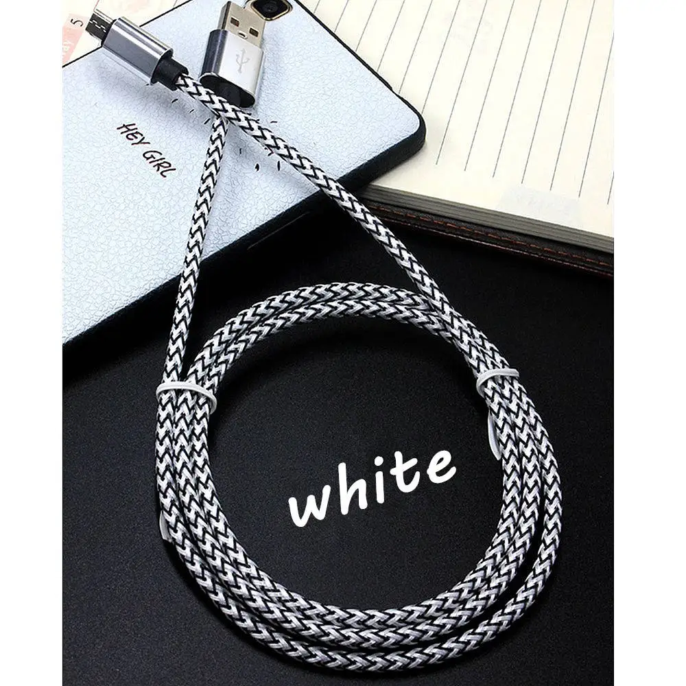 1/2/3 Meter Braided Micro USB Charging Cable For iPhone 5 5S 6S 7 8 Plus X Android Type-C Long Mobile Phone Charger For xiaomi 8 - Тип штекера: white