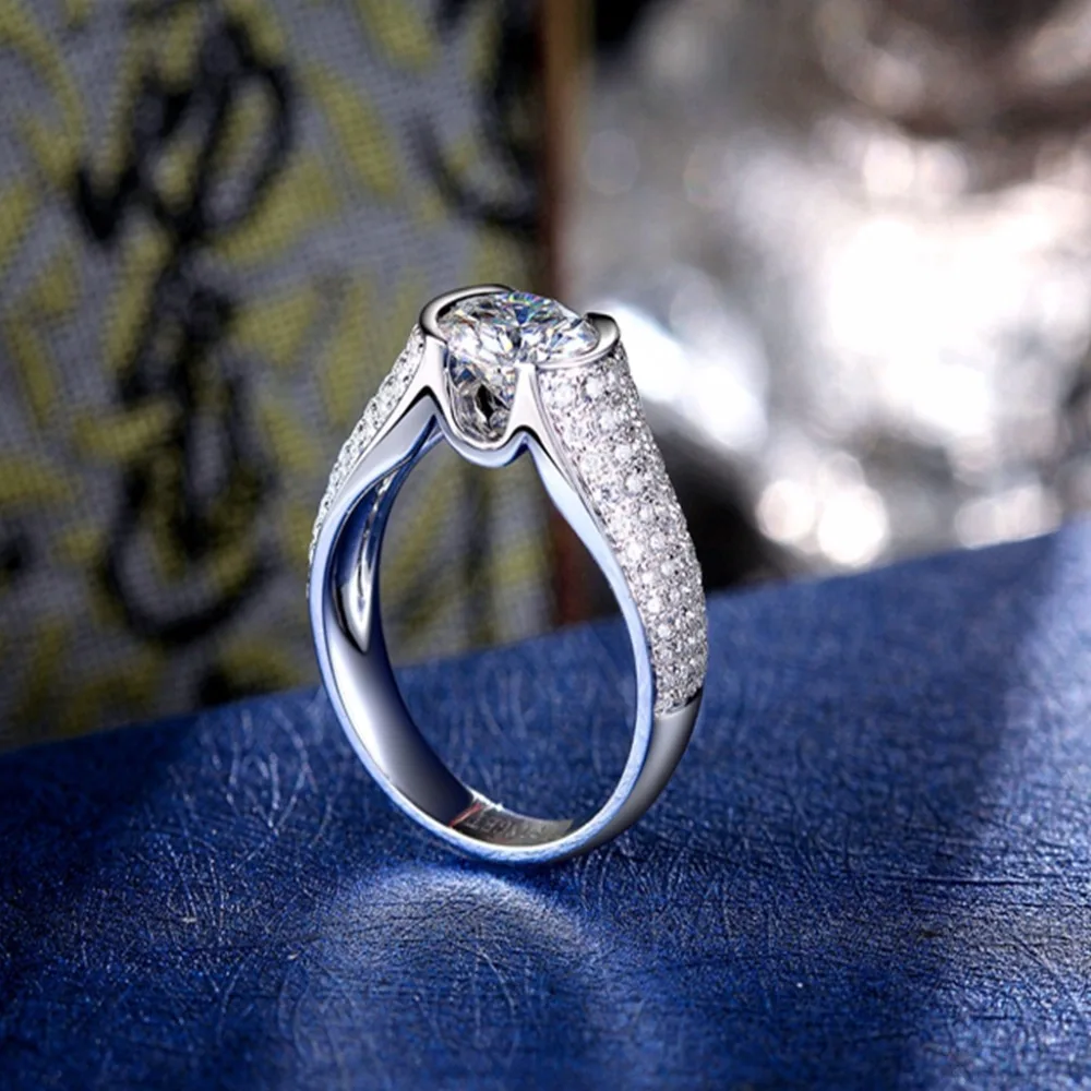 Moissanite обручальное кольцо роскошное 3 карат ct DF цветное лабораторное ромбовидное