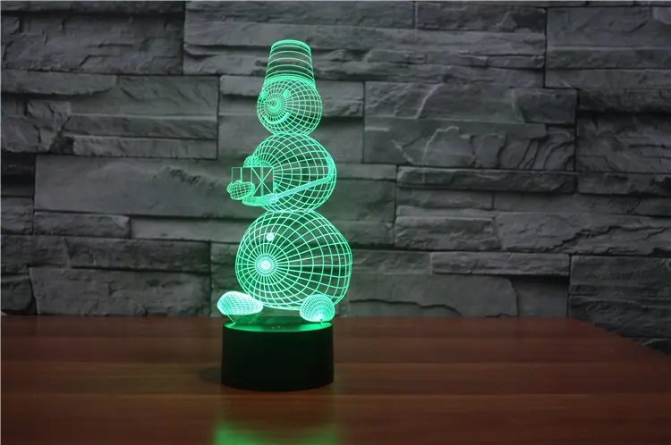 Wenhsin Рождество Снеговик Usb 3D свет красочный сенсорный Зарядка светодиодный визуальный свет Подарочная настольная лампа