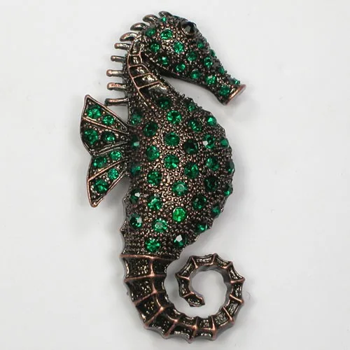 

Rhinestone Green brooch Seahorse Pin brooches C659 M3