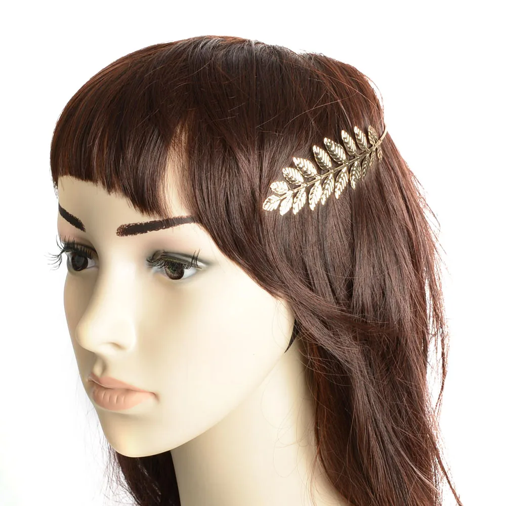 Барокко Стиль Глод Color металлические листья Hairband Head платье свадебные аксессуары