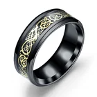 Богемные синие черные кольца из нержавеющей стали для женщин, ювелирные изделия, модные винтажные обручальные кольца в стиле бохо, готические кольца с драконом, мужские кольца