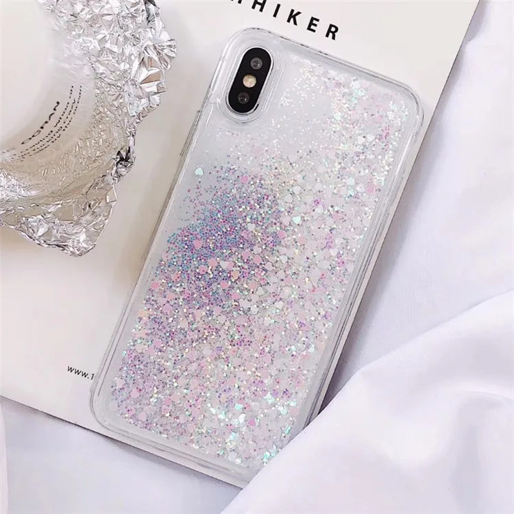 Pozzolanas наклейки на ногти сердечки чехол для Iphone X XR MAX Жидкий зыбучие пески 5 SE 6S 6 7 8