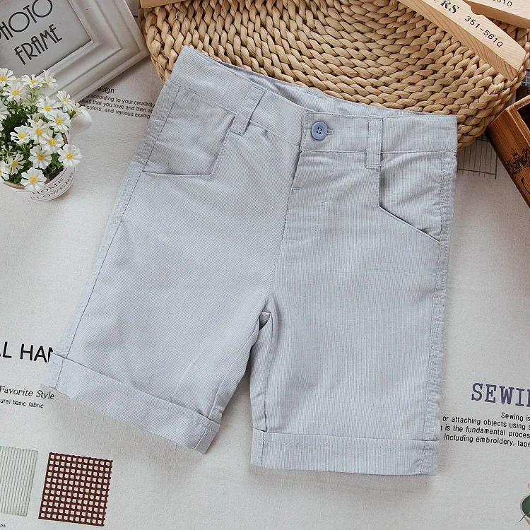 Однотонные детские шорты с регулируемой талией из смешанной льняной ткани типа А