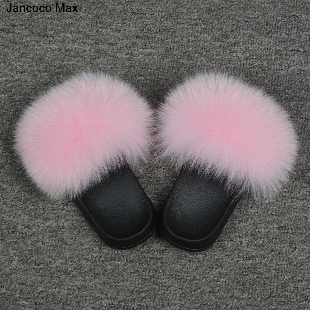 Тапочки для девочек Jancoco Max шлепанцы из натурального меха лисы на весну и лето S60