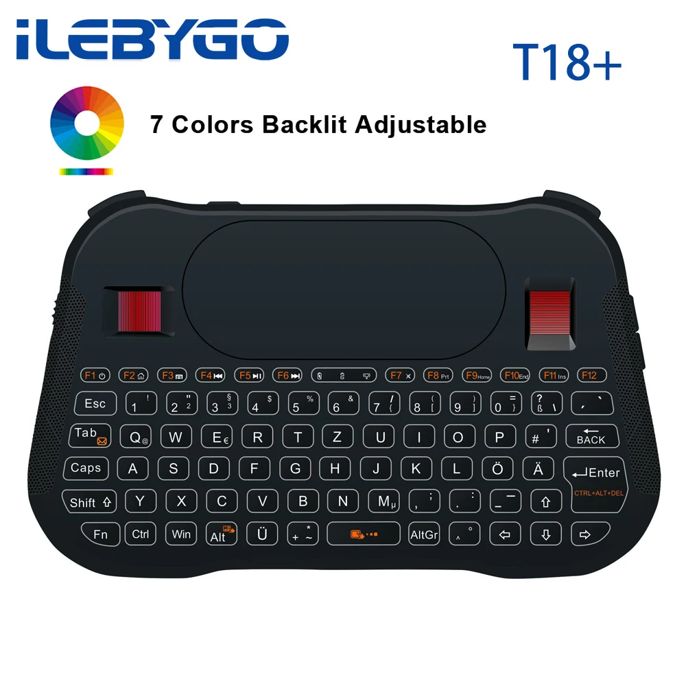 T18 Plus английская 2 4 ГГц беспроводная клавиатура Air Mouse Touchpad ручной контроллер