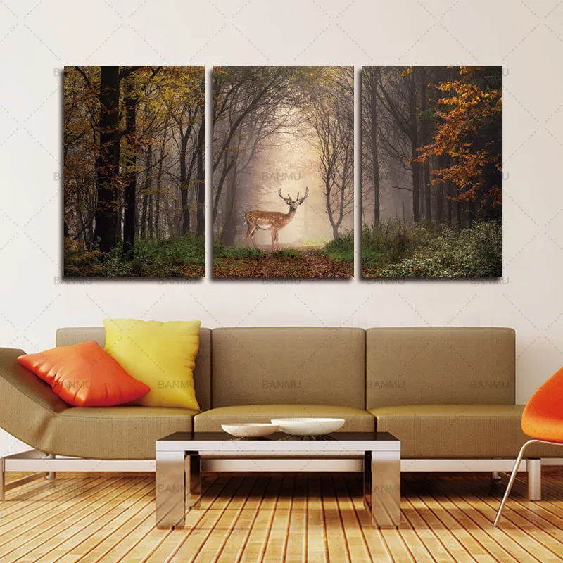 

Wall art print Canvas painting picture deer in forest Home Decorative Living Room Wall Art Picture Paint modern print