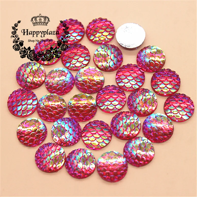12 мм 100 шт. ярко-розовые полимерные чешуи AB с плоской задней стороной круглые