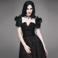 gothic sexy lace cappa with necklace steampunk women vintage palace shawl party accessories short capes