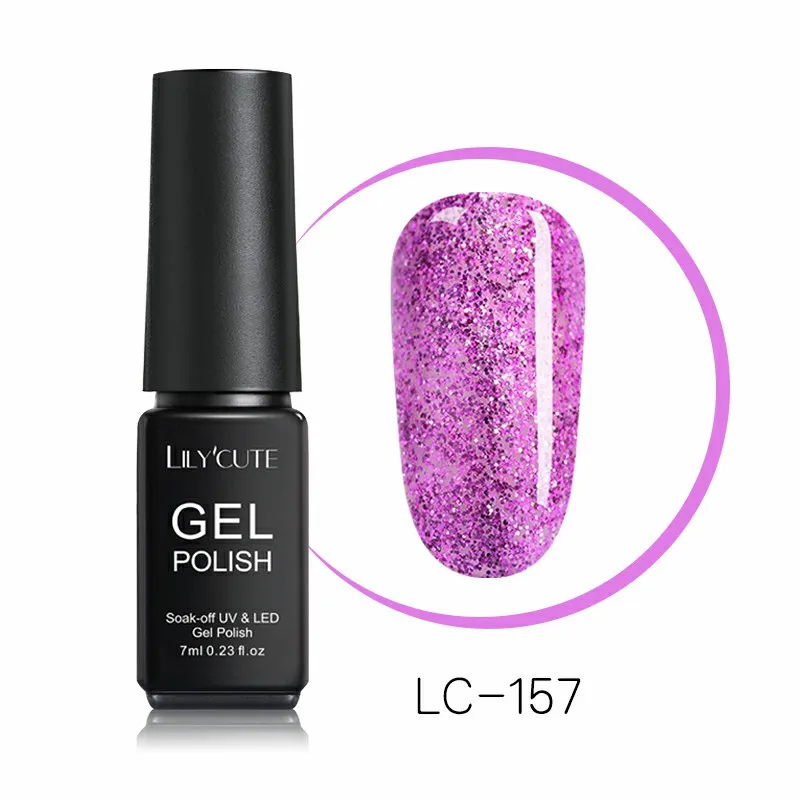 LC-157 LILYCUTE, 7 мл, блестящий Гель-лак для ногтей, блестящий гель для ногтей, серебряный, красный, розовый, золотой, фиолетовый, блестящий, яркий, впитывающий Гель-лак для ногтей - Цвет: LC-157