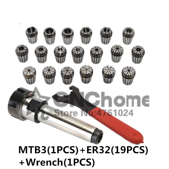 ER32 Spring Clamps 19PCS MT3 ER32  1PCS ER32 Wrench 1PCS Collet Chuck Morse Holder Cone For CNC Milling Lathe tool