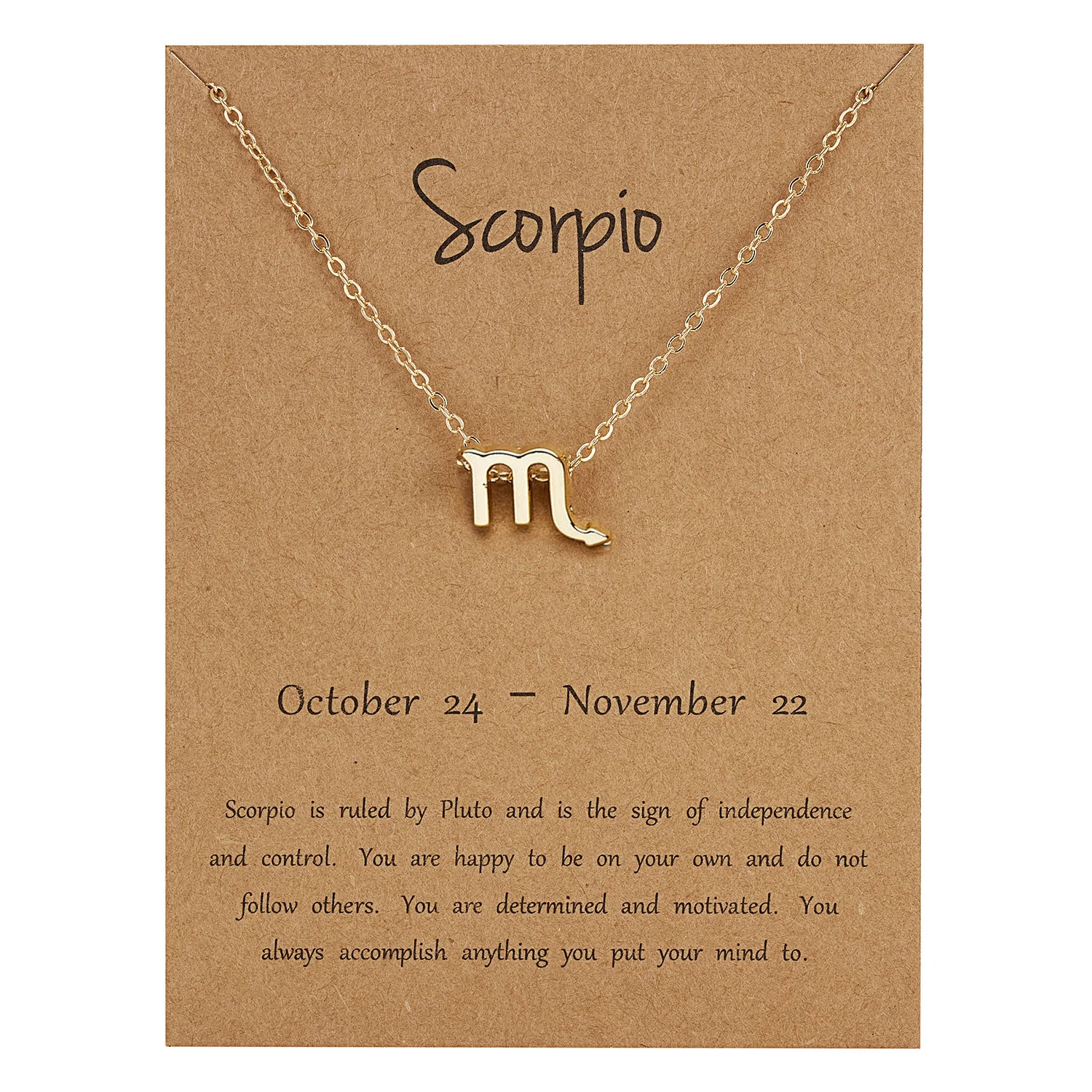 Rinhoo 12 Constellation Necklace Zodiac Sign necklace with Card Pendant Necklace charm Message Card Birthday Gift for Women Girl
