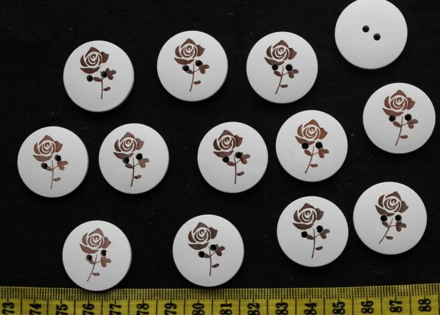 

set of 120pcs DIY 25mm Wood shell White Color Rose Design Wooden Buttons Accessories