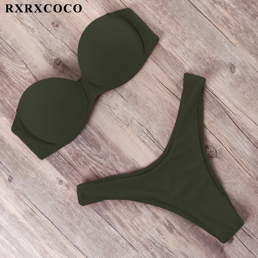 RXRXCOCO, сексуальный пуш-ап бикини, женский купальник,, бандо, пляжная одежда, бразильский комплект бикини, купальник, купальный костюм, купальники