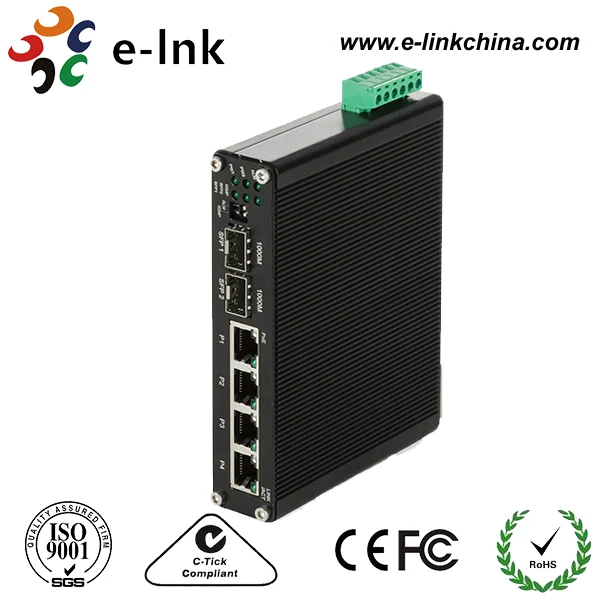 Самонастраиваемый закаленный 4 портовый 10/100/1000base t + 2 1000 базовый SFP Ethernet