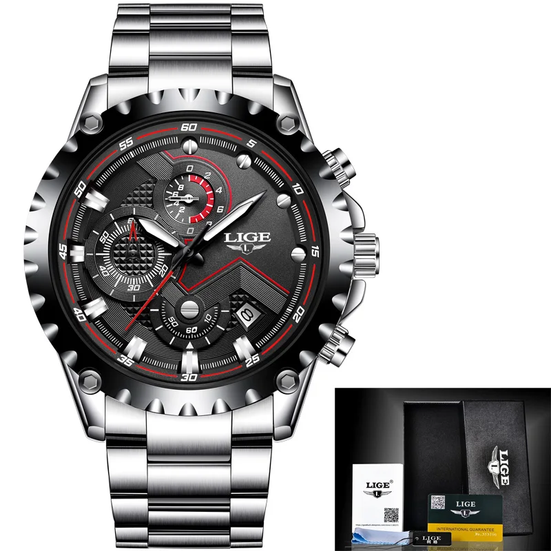 Relogio Masculino LIGE Men Watches Top Luxury Brand Casual Fashion Watch Military Sport Waterproof Quartz Full Steel | Наручные часы