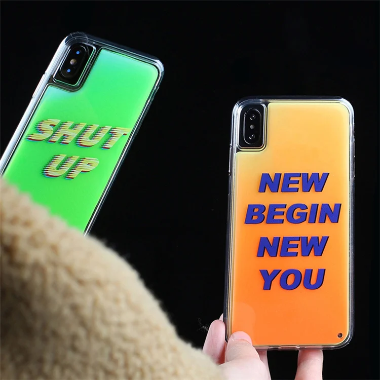 Светящийся чехол с надписью quicksand shut up для iPhone XR XS max X 6 7 8 plus, чехол s, темный жидкий блестящий чехол для телефона, чехол