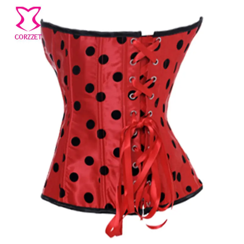 Корсет женский атласный в черный горошек пикантный корсет готическом стиле для