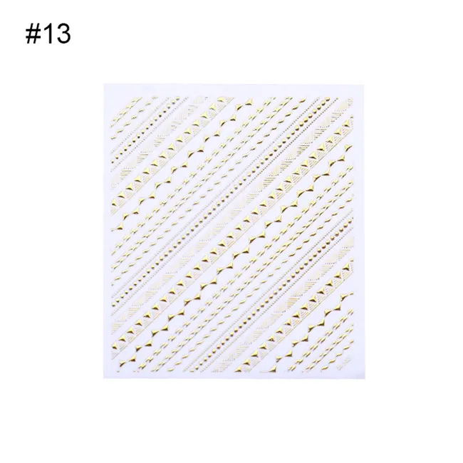 Pattern13 1 лист, Золотой 3D стикер для ногтей, Геометрическая луна, звезда, полоски, волнистая линия, сделай сам, украшение для ногтей, наклейка для маникюра, переводная наклейка - Цвет: Pattern13